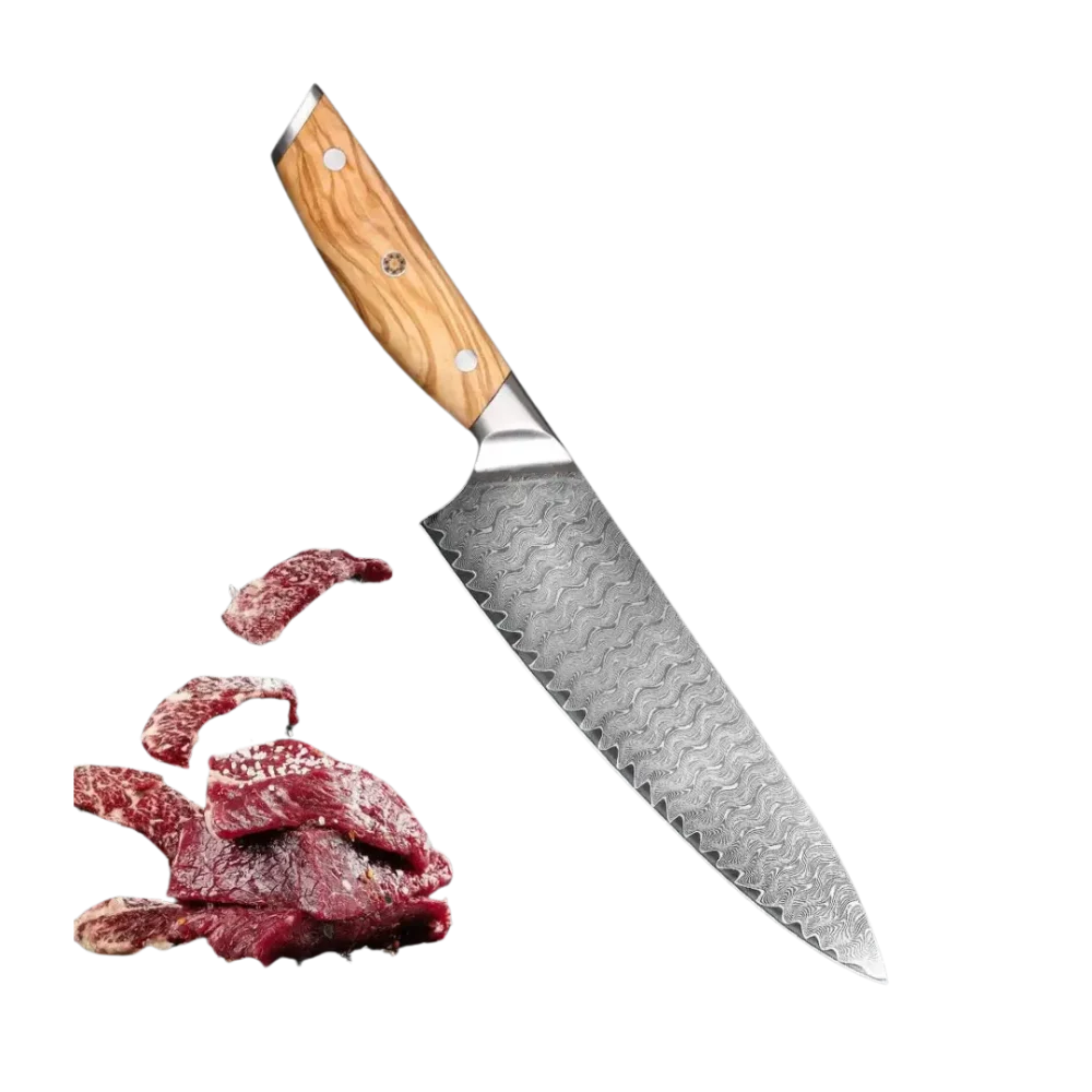 Couteau de Chef Damas - OliveWood Pro - Mes-Couteaux